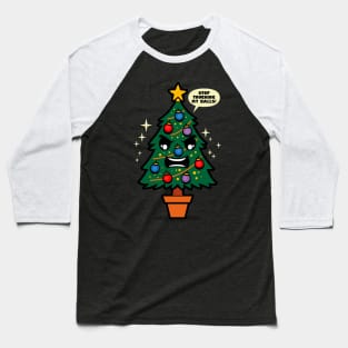 Funny Cute Kawaii Christmas Tree Balls Rant Cartoon Baseball T-Shirt